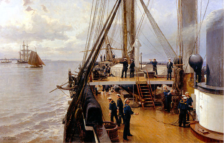 "На палубе фрегата «Светлана», (1884) — Беггров Александр Карлович. Центральный военно-морской музей.