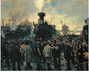 Всеобщая железнодорожная забастовка в октябре 1905 г. Художник Г. К. Савицкий