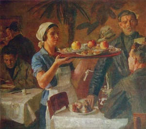 Иогансон Борис Владимирович (Россия, 1893-1973) «В заводской столовой (цех питания)» 1935