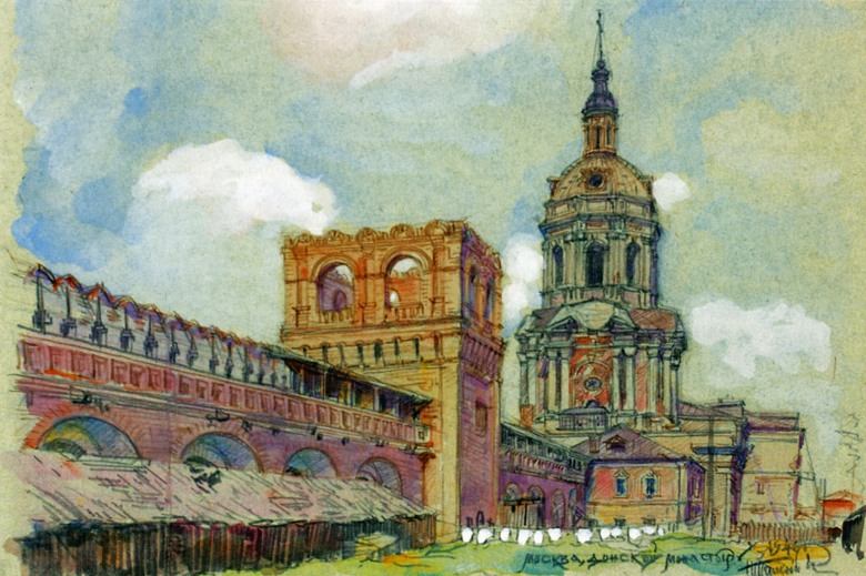 Н. Я. Тамонькин. Донской монастырь. Рисунок 1946 г.