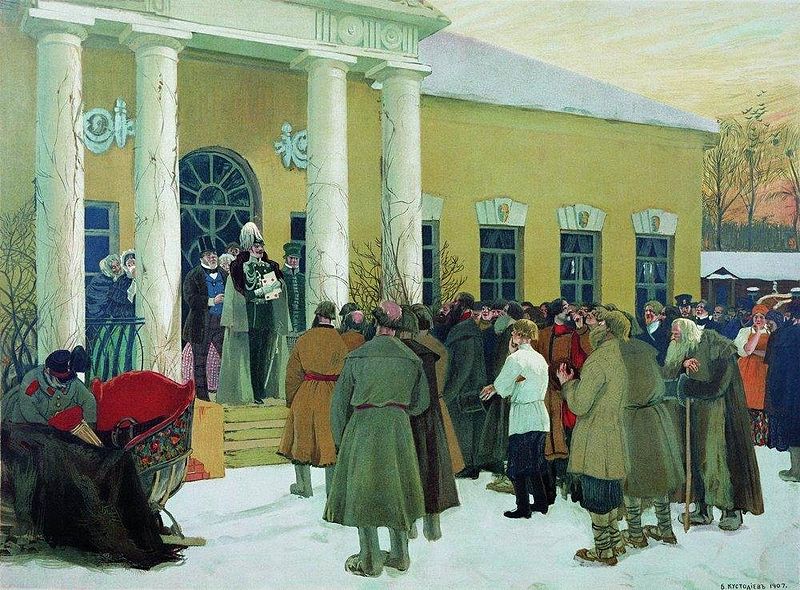 800px-Liberation_of_peasants_by_B.Kustodiev_(1907)