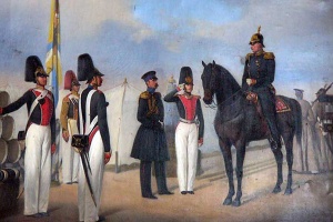 Группа офицеров и солдат Лейб-гвардии Семеновского полка, (1853), масло, холст, ГМЗ "Царское Село"