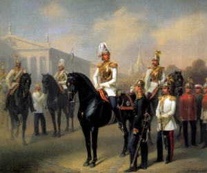 Группа чинов Лейб-гвардии Конно-пионерского эскадрона, (1858), холст. масло, ГМЗ "Царское Село". Гебенс(Иебенс) Адольф