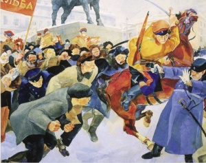 На Знаменской площади в февральские дни 1917 г. Художник Р. Р. Френц