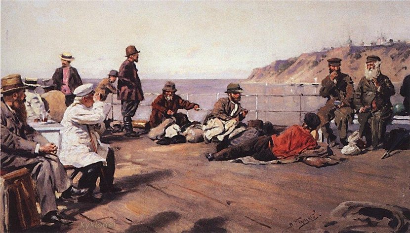 Маковский Владимир Егорович (1846-1920) «На пароходе по Днепру»