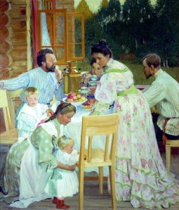 На террасе (1906).Кустодиев Борис Михайлович (1878 - 1927) 