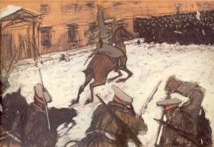 Набросок художника Валентина Александровича Серова (1865-1911), сделанный им в 1905 году с натуры."Солдатушки, бравы ребятушки, где же ваша слава?"
