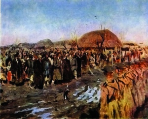Бунт в деревне. Картина С.В. Иванова
