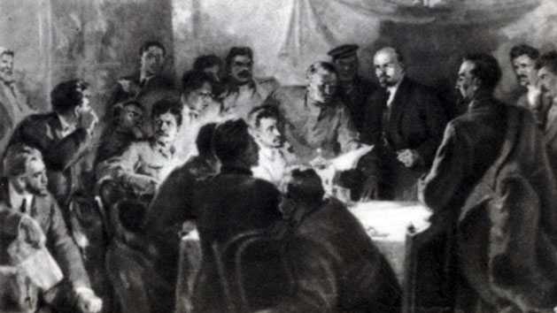 Расширенное заседание ЦК РСДРП(б) 16 октября 1917 г. Картина А. Гуляева. (Подготовка вооруженного восстания)