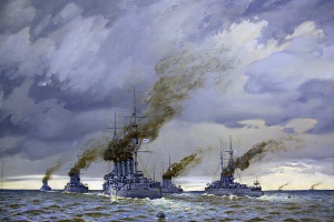 Постановка минного заграждения отрядом крейсеров "Рюрик", "Баян", "Адмирал Макаров", "Олег", "Богатырь" у острова Готланд 24 ноября 1915 г.