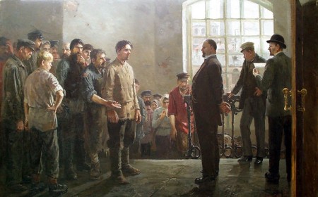 П. Крохоняткин. Забастовка на фабрике. 1953