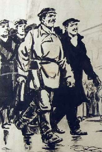 Коновалов Виктор Яковлевич (Россия, 1909-1995) «Рабочие революции» 1940-еВ