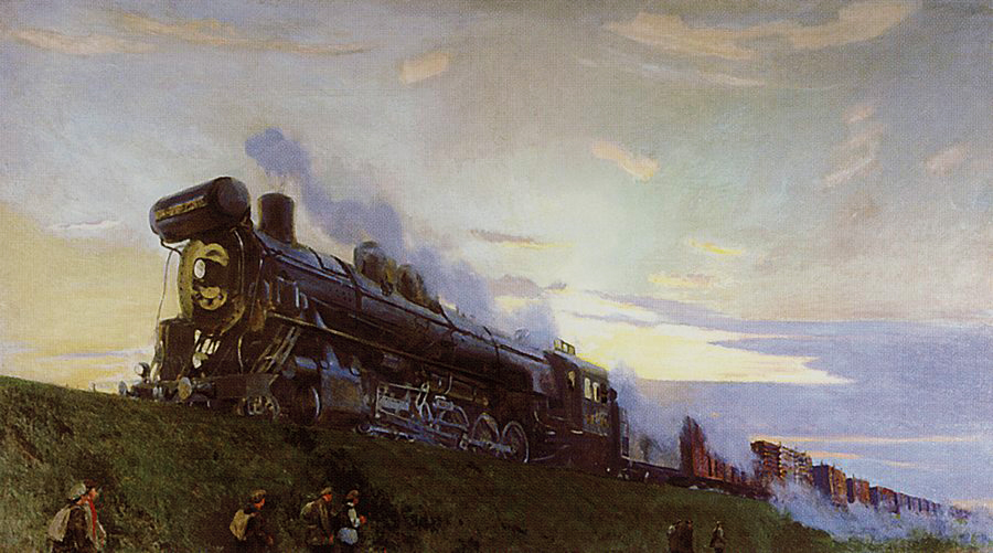 А. А. Рылов, "Сверхмощный паровоз" 1935 г. (Вологодская картинная галерея)