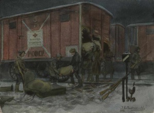 Иван Владимиров. Ночное разграбление вагона с помощью от Красного креста (1922)