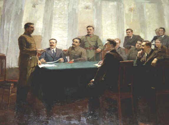 Сталин и члены Политбюро. Плакат