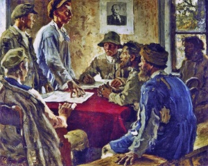 Моравов Александр Викторович (1878-1951) «Заседание комитета бедноты» 1923