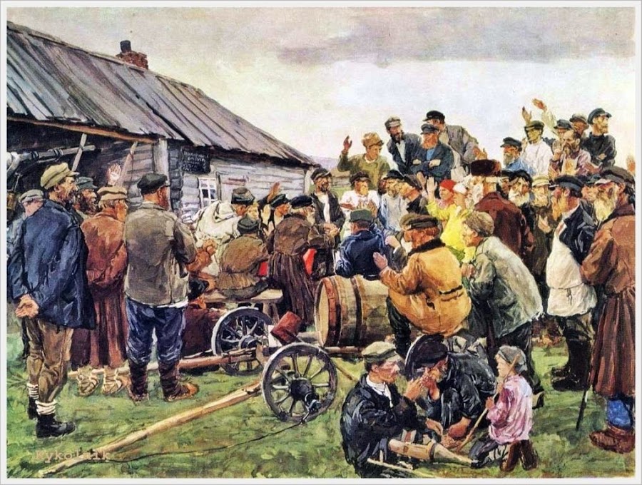 Пластов Аркадий Александрович (Россия, 1893 - 1972) «Выборы "Комитета бедноты"» 1940