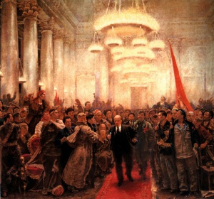 А. Самохвалов. Появление В.И.Ленина на II Всероссийском съезде Советов. 1940