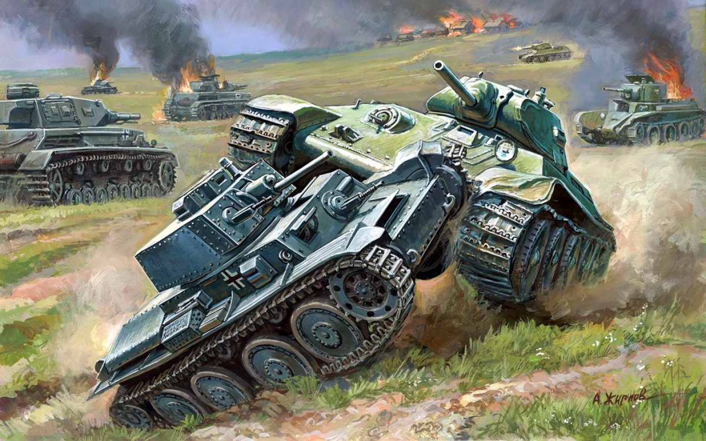Танковый бой: советский Т-34 против немецкого PzKpfw II (Андрей Жирнов)