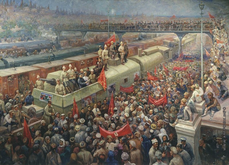Модоров Ф.А. 1933. Встреча бронепоезда «III Интернационал» в Баку в 1920 году. Центральный музей Вооружённых сил